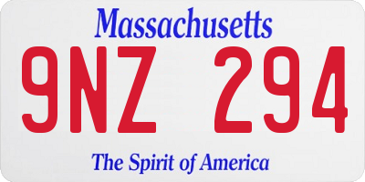MA license plate 9NZ294