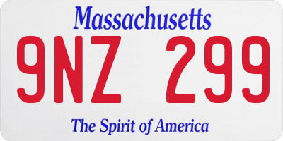 MA license plate 9NZ299