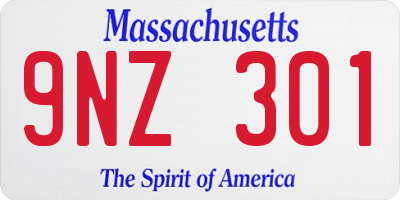 MA license plate 9NZ301