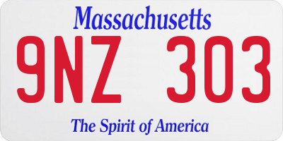 MA license plate 9NZ303