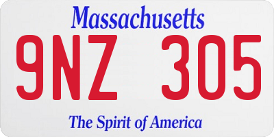 MA license plate 9NZ305