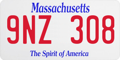 MA license plate 9NZ308