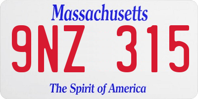 MA license plate 9NZ315