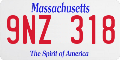 MA license plate 9NZ318