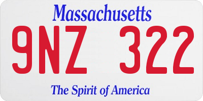 MA license plate 9NZ322