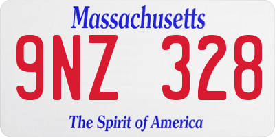 MA license plate 9NZ328