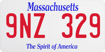 MA license plate 9NZ329