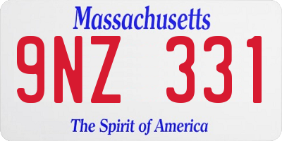 MA license plate 9NZ331