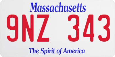 MA license plate 9NZ343