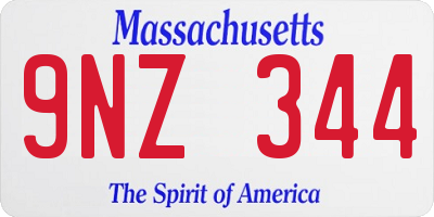 MA license plate 9NZ344