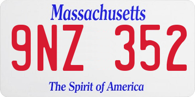 MA license plate 9NZ352