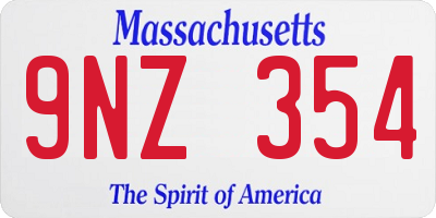 MA license plate 9NZ354