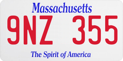 MA license plate 9NZ355