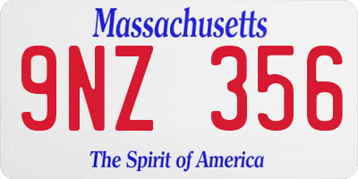 MA license plate 9NZ356