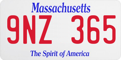 MA license plate 9NZ365
