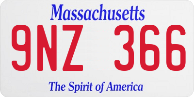 MA license plate 9NZ366