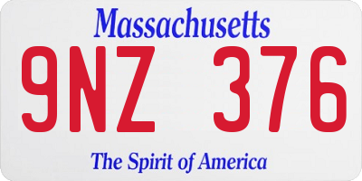 MA license plate 9NZ376