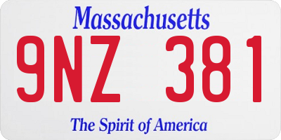 MA license plate 9NZ381