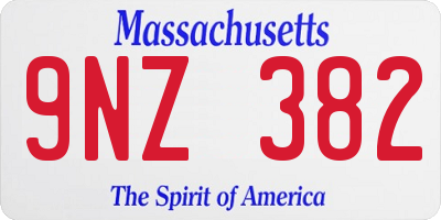 MA license plate 9NZ382
