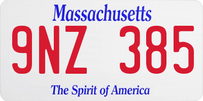 MA license plate 9NZ385