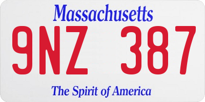MA license plate 9NZ387