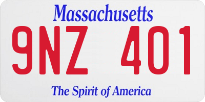 MA license plate 9NZ401