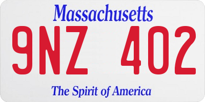 MA license plate 9NZ402