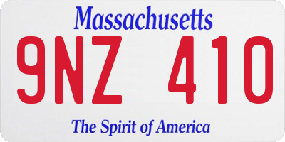 MA license plate 9NZ410