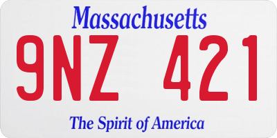 MA license plate 9NZ421