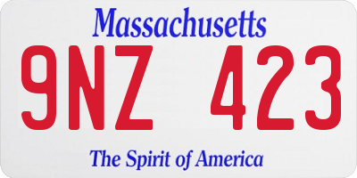 MA license plate 9NZ423