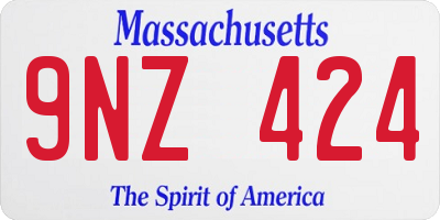 MA license plate 9NZ424