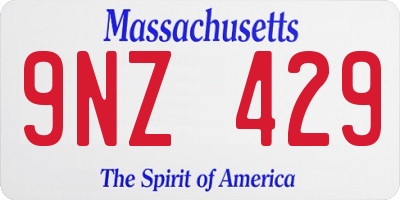 MA license plate 9NZ429