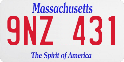 MA license plate 9NZ431