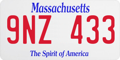 MA license plate 9NZ433