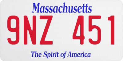 MA license plate 9NZ451