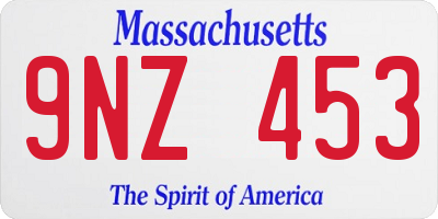 MA license plate 9NZ453