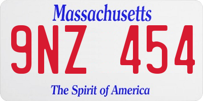 MA license plate 9NZ454