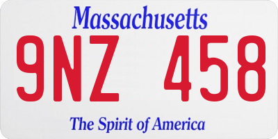 MA license plate 9NZ458