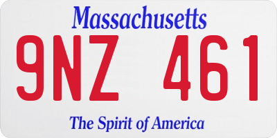 MA license plate 9NZ461