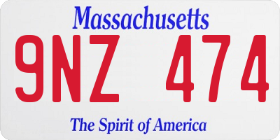 MA license plate 9NZ474