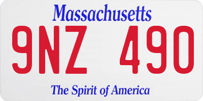MA license plate 9NZ490