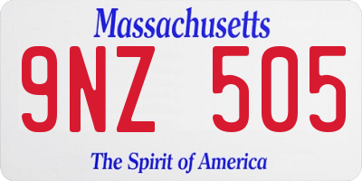 MA license plate 9NZ505