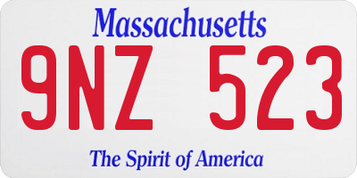 MA license plate 9NZ523
