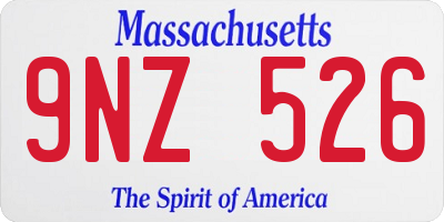 MA license plate 9NZ526