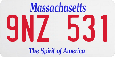 MA license plate 9NZ531