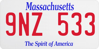 MA license plate 9NZ533