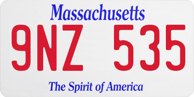 MA license plate 9NZ535