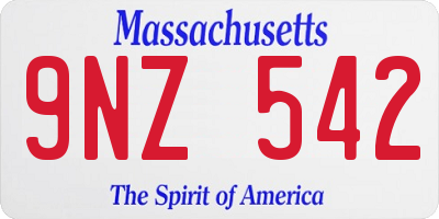 MA license plate 9NZ542
