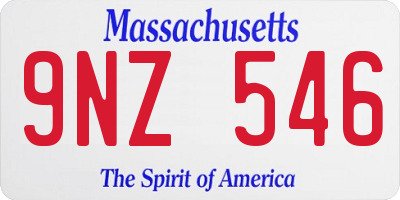 MA license plate 9NZ546