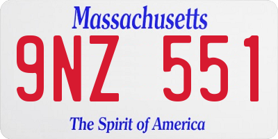 MA license plate 9NZ551